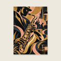 Saxophone in Shadow — Abstract screenprint living room art print