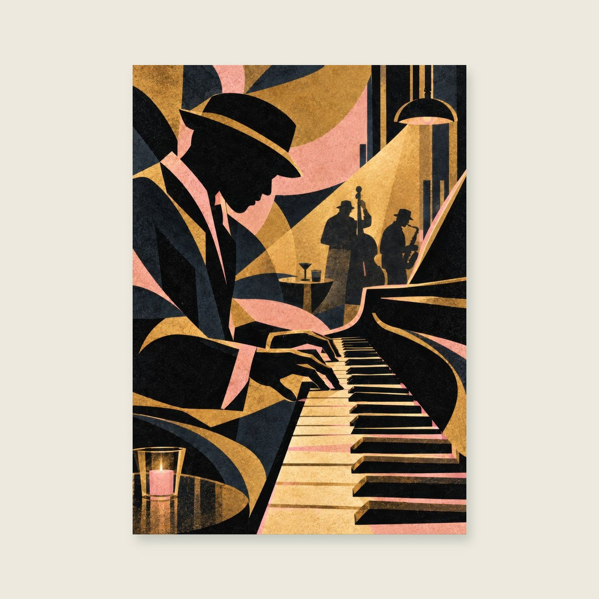 Piano at Last Light — Abstract screenprint living room art print