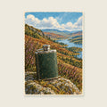The Thermos on the Hill — Retro editorial gouache living room art print