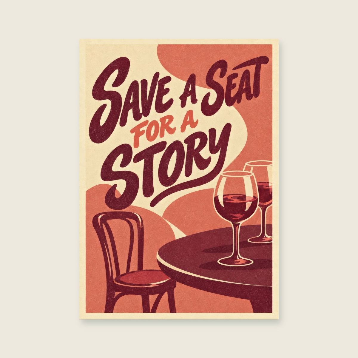 Save a Seat for a Story — Colourful supper screenprint dining room art print