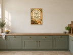 Set the Table Take Your Time — A2 artwork shown in a room with a natural wood frame; select a framed finish to include a frame