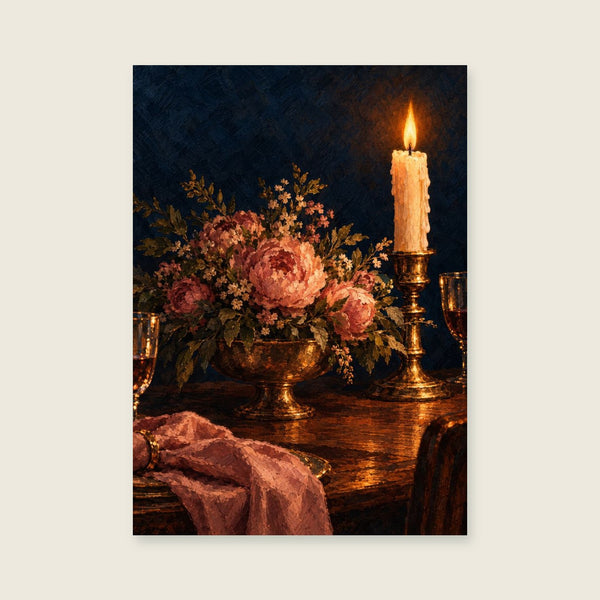 Kunstdruck Blumen nach Sonnenuntergang