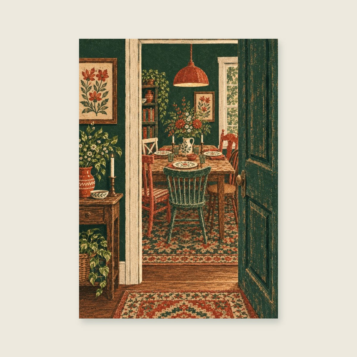The Open Supper Door — Bespoke typographic illustration dining room art print