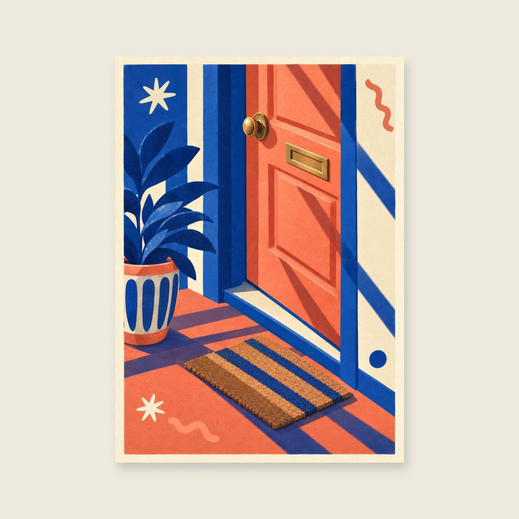 The Open Front Door — Colour-block welcome art hallway art print