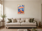 Leave the Outside at the Door — A2 artwork shown in a room with a natural wood frame; select a framed finish to include a frame