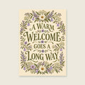 A Warm Welcome Goes a Long Way — Decorative folk floral hallway art print