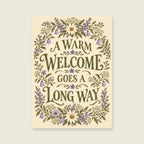 A Warm Welcome Goes a Long Way — Decorative folk floral hallway art print
