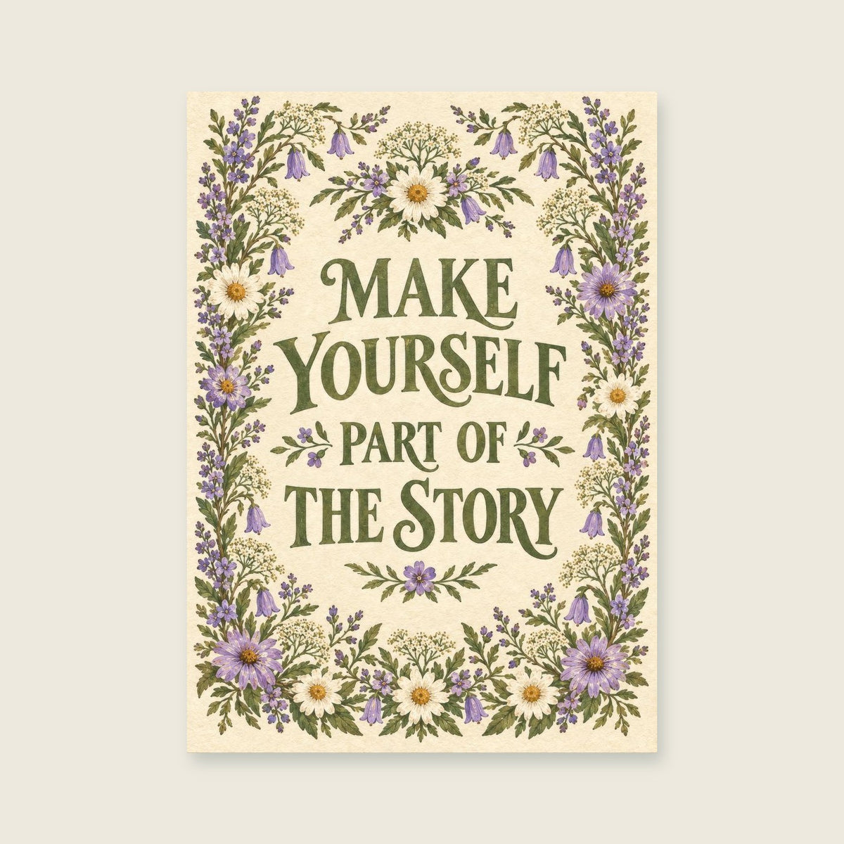 Make Yourself Part of the Story — Decorative folk floral hallway art print