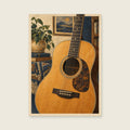 Six Strings in Warm Light — Detailed painterly illustration music art print