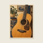 Six Strings in Warm Light — Detailed painterly illustration music art print