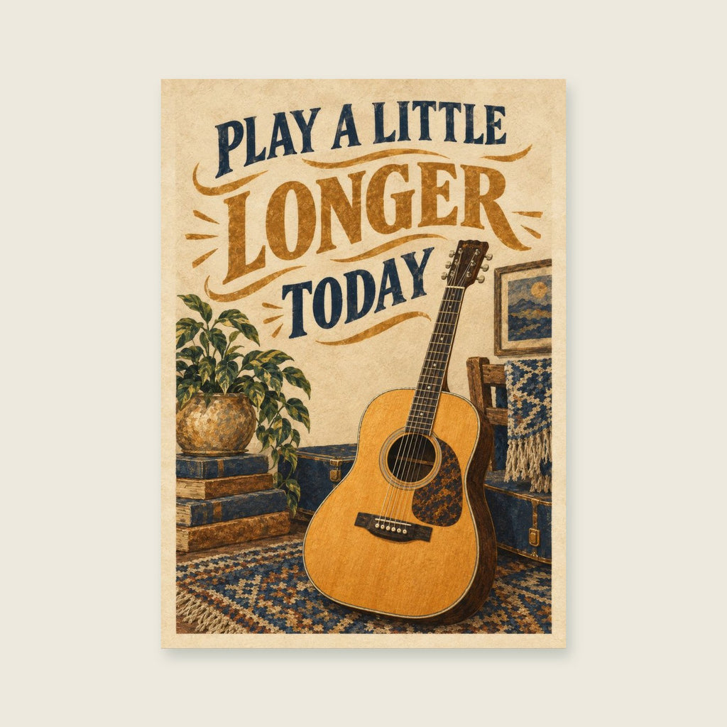 Play a Little Longer Today — Detailed painterly illustration music art print