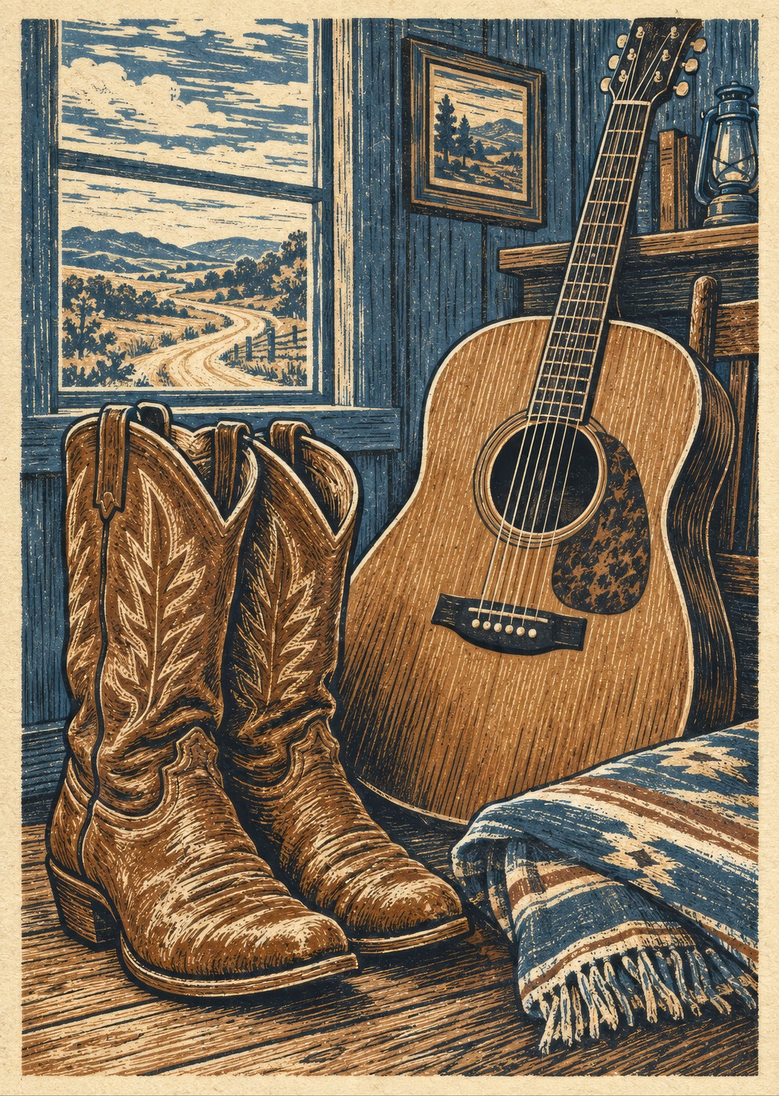 Boots Beside the Acoustic — artwork detail