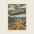 Harmonica and Open Road — Vintage woodcut illustration music art print