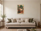 The Crate of Records — A2 artwork shown in a room with a natural wood frame; select a framed finish to include a frame