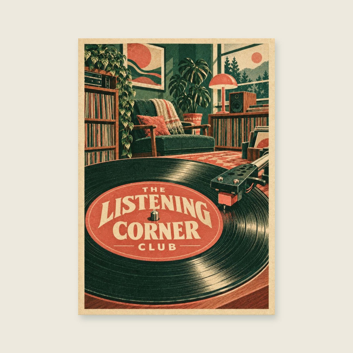 The Listening Corner Club — Retro graphic illustration music art print