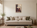 The Room Learns the Melody — A2 artwork shown in a room with a natural wood frame; select a framed finish to include a frame