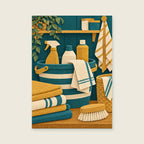 The Shelf of Useful Things — Graphic cut-paper utility room art print