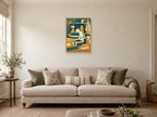 The Shelf of Useful Things — A2 artwork shown in a room with a natural wood frame; select a framed finish to include a frame