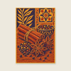 Cinnamon sticks — Decorative blockprint kitchen art print