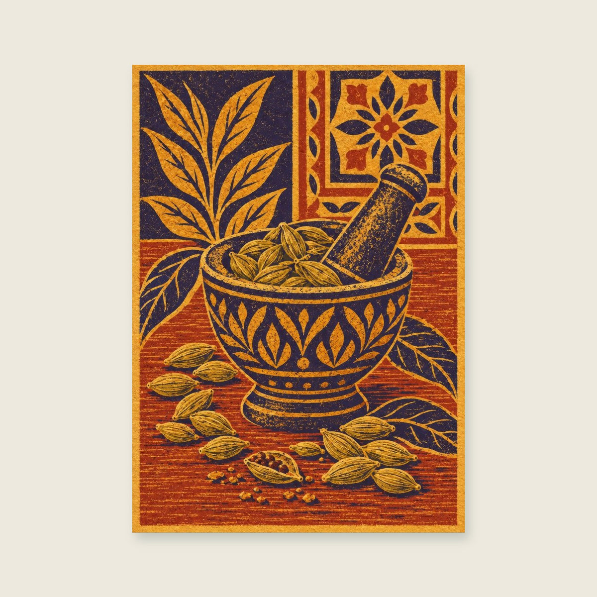 Mortar — Decorative blockprint kitchen art print