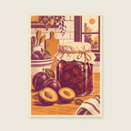 Plum preserve in an unlabelled jar — Vintage editorial screenprint kitchen art print
