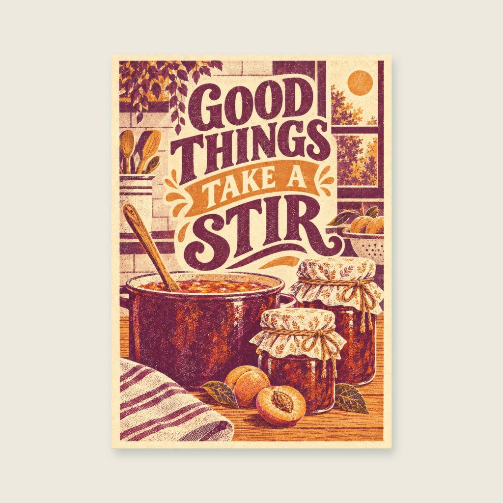Good Things Take A Stir — Vintage editorial screenprint kitchen art print