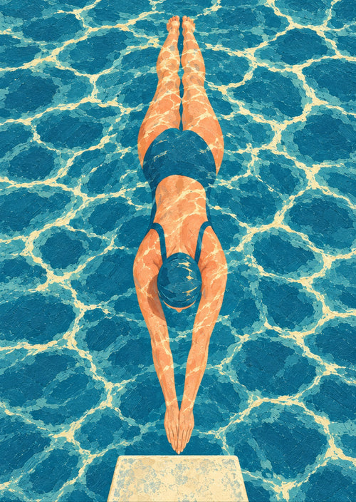 At the Pool Edge — artwork detail