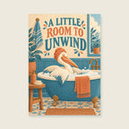 Little Room To Unwind — Original character illustration bathroom art print
