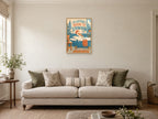 Little Room To Unwind — A2 artwork shown in a room with a natural wood frame; select a framed finish to include a frame