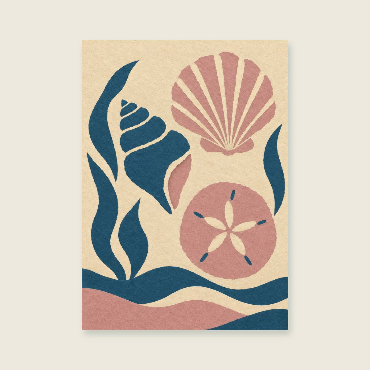 Three simplified shells — Cut paper modernism bathroom art print