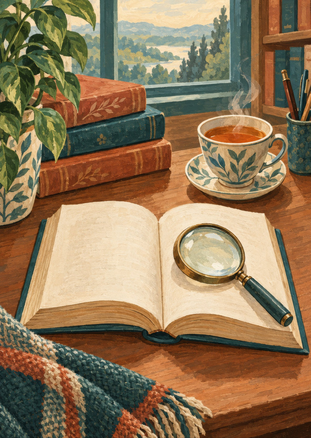 open unlettered book — artwork detail