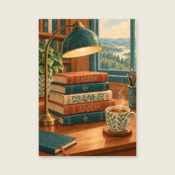 Stacked books Art Print
