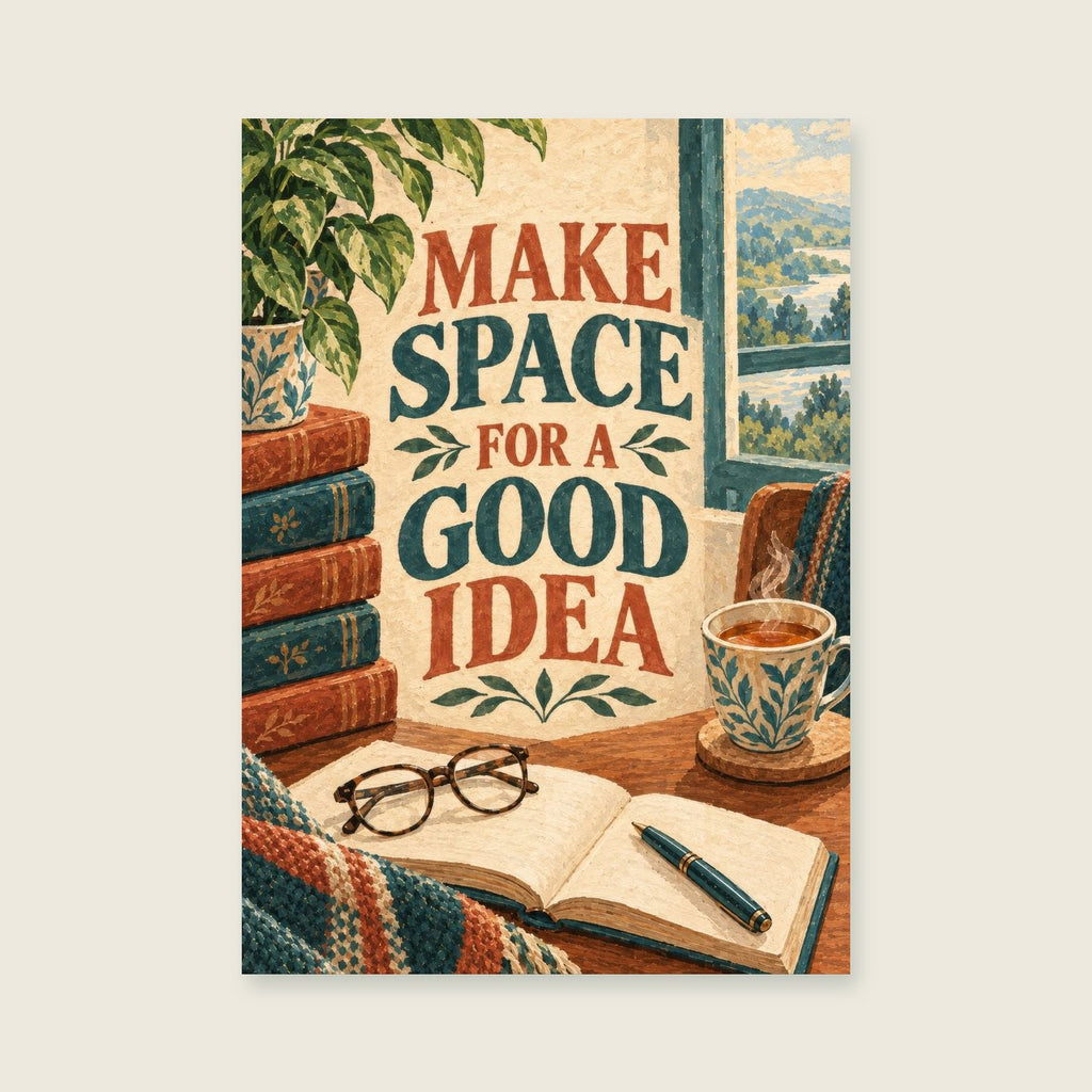 Make Space For A Good Idea — Detailed editorial gouache home office art print