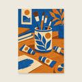 Ceramic brush pot — Tactile painted collage home office art print