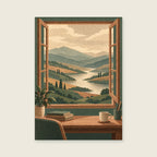 Rain passing over an imagined valley — Contemporary imaginary landscape home office art print