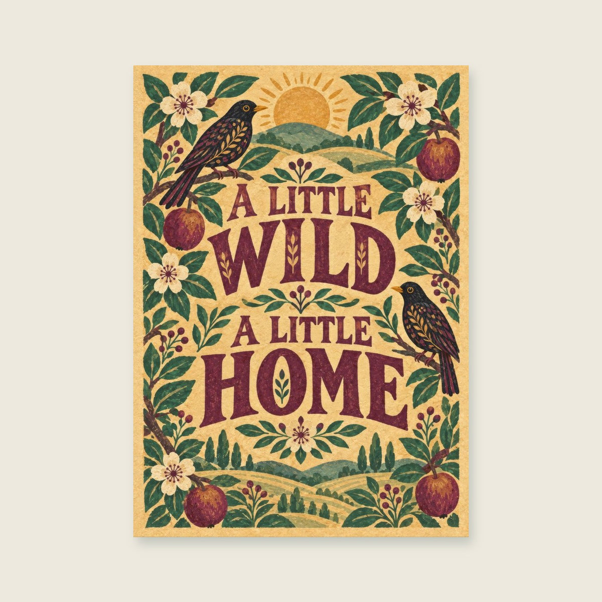 Little Wild A Little Home — Decorative folk gouache living room art print