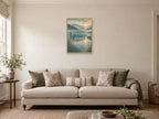 Little Stillness Stays — A2 artwork shown in a room with a natural wood frame; select a framed finish to include a frame