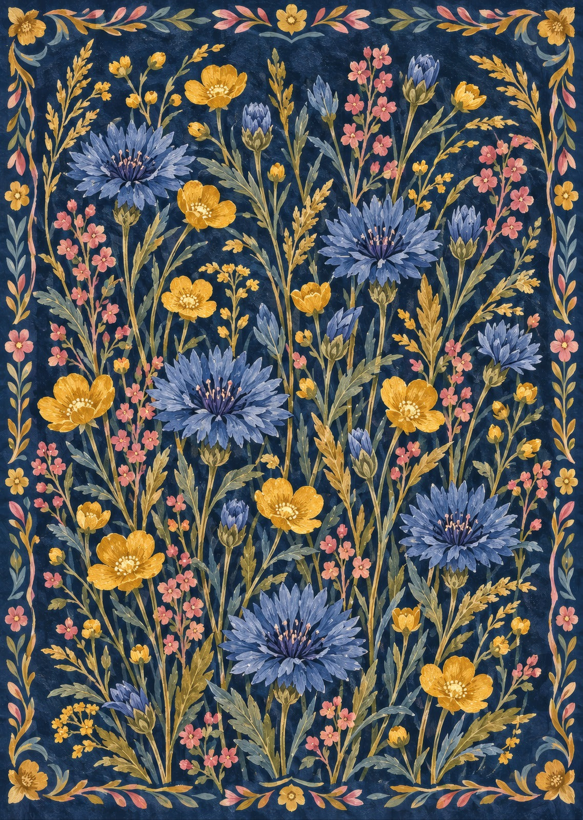 Cornflowers and buttercups — artwork detail