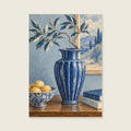 Large fluted vase and one twisting stem — Detailed painterly still life living room art print