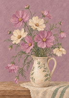 Cosmos petals against softly textured mauve — artwork detail