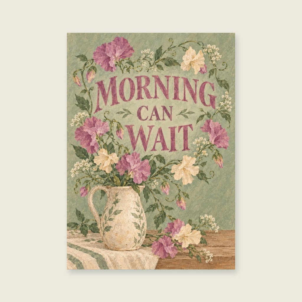 Morning Can Wait — Intimate botanical gouache bedroom art print