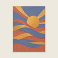 Woven blush and gold bands around an offset sun — Textured paper abstraction bedroom art print