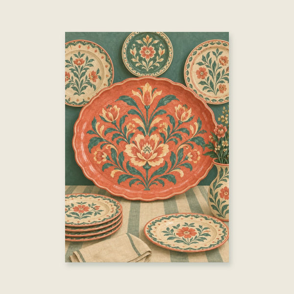 Large coral platter Art Print