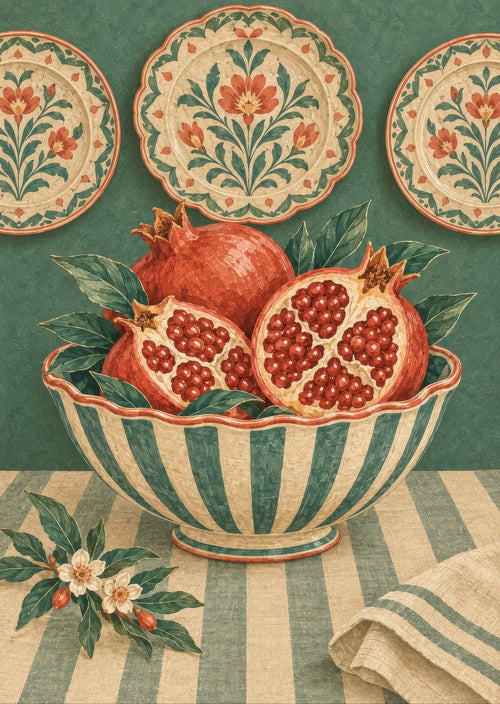 Blue striped bowl — artwork detail