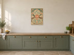 Set The Table For Good Things — A2 artwork shown in a room with a natural wood frame; select a framed finish to include a frame