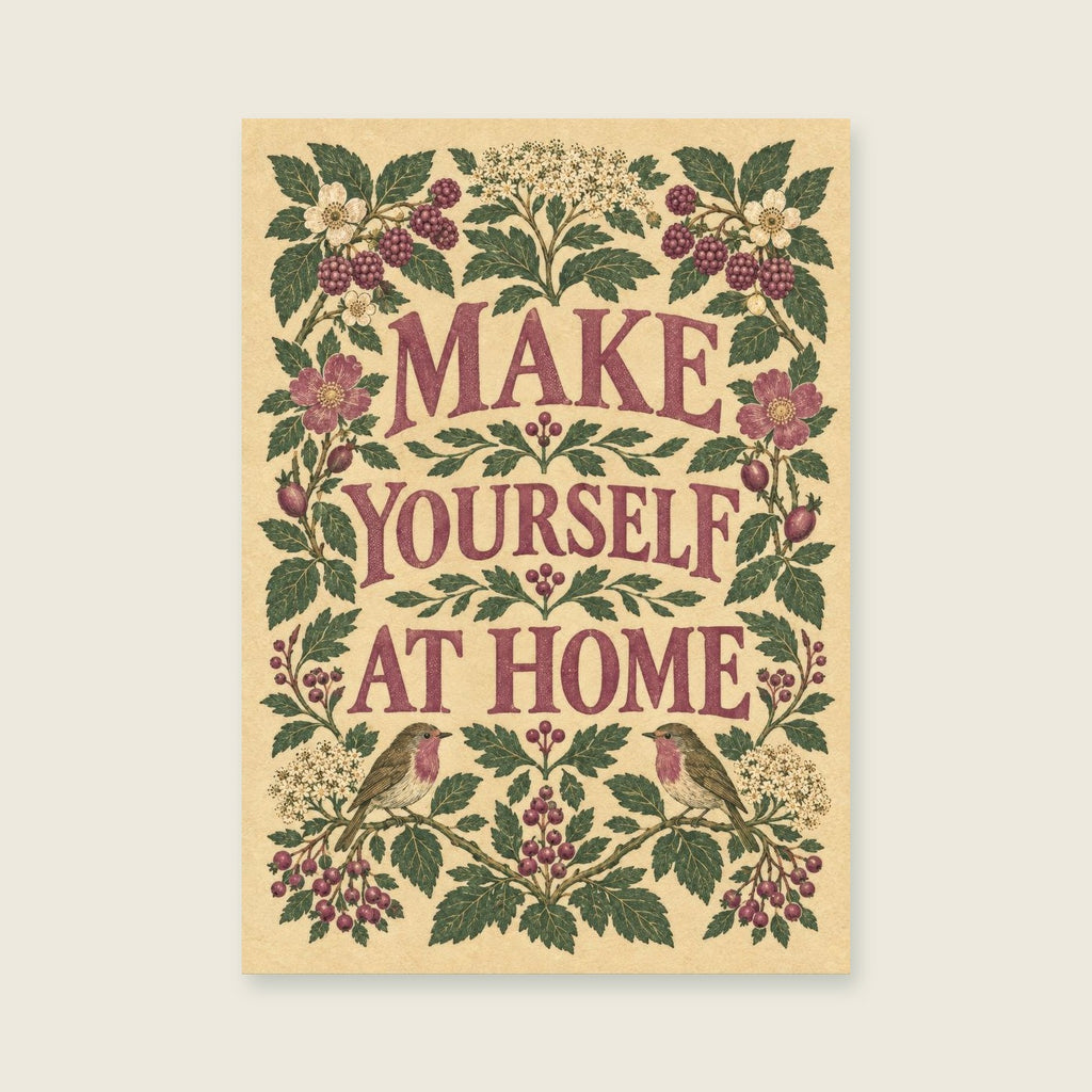 Make Yourself At Home — Botanical folk illustration hallway art print