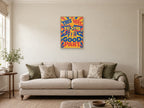 This Way To The Good Part — A2 artwork shown in a room with a natural wood frame; select a framed finish to include a frame