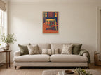 Two drumsticks — A2 artwork shown in a room with a natural wood frame; select a framed finish to include a frame