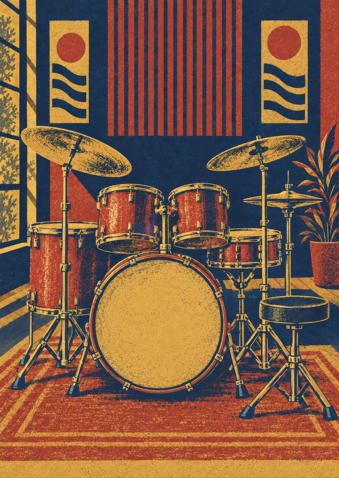 Cymbal and drum shapes — artwork detail