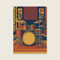 Cymbal and drum shapes — Expressive graphic screenprint music art print